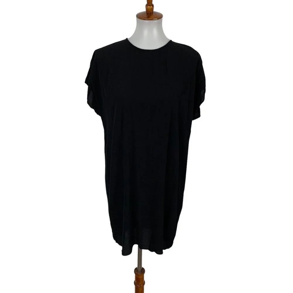 Madewell Womens Dress Medium Black Short Sleeve Minimalist Casual Chic